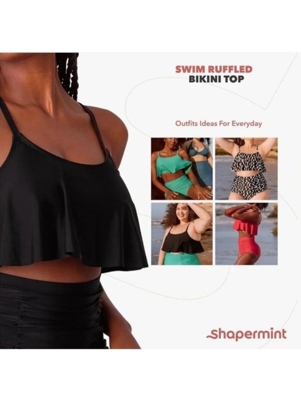 Shapermint Empetua Swim Ruffled Bikini Top XL - Picture 9 of 14
